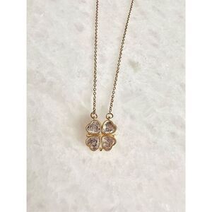 Cubic zirconia heart clover necklace